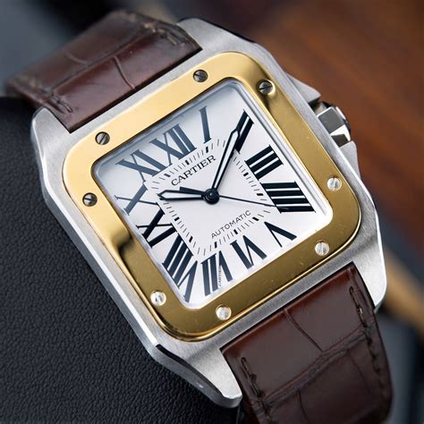 two toned cartier watch|cartier santos 100 midsize.